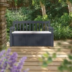 B&M Keter Eden 2-in-1 Bench Storage Set -Outdoor Garden Store 320978 keter eden 2in1 bench storage set 2