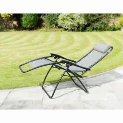 B&M Dakota Zero Gravity Relaxers - Grey 2pk -Outdoor Garden Store 331325 2 zero gravity relaxers grey
