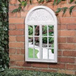 B&M Shutter Door Arched Garden Mirror