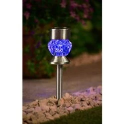 Crystal Top Glass Solar Post Light 4pk 9 Crystal Top Glass Solar Post Light 4pk -Outdoor Garden Store 341965 4pk crystal top post light blue solar1