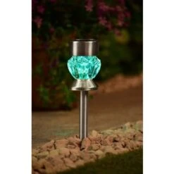 Crystal Top Glass Solar Post Light 4pk 7 Crystal Top Glass Solar Post Light 4pk -Outdoor Garden Store 341965 4pk crystal top post light teal solar1