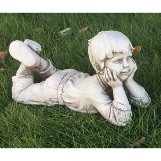 B&M Lying Down Boy Garden Statue 3 B&M Lying Down Boy Garden Statue