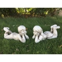 Outdoor Garden Store -Outdoor Garden Store 342125 lying down girl and boy statue