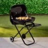 Folding Barbecue With Shelf -Outdoor Garden Store 353343 folding bbq on wheels with shelf black 3