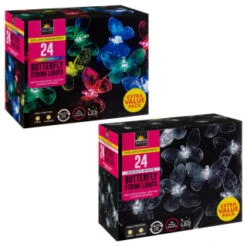 B&M 24 Solar LED Butterfly String Lights - White -Outdoor Garden Store 353457 24 string lights butterfly group