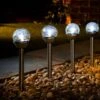 Eveready Crackle Ball Stakes 4pk - White -Outdoor Garden Store 353607 eveready 4pk solar powered crackle ball light
