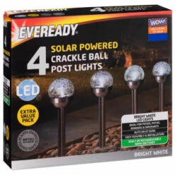 Eveready Crackle Ball Stakes 4pk - White -Outdoor Garden Store 353607 eveready 4pk solar powered crackle ball light 2