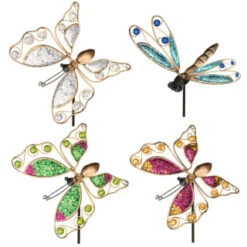 B&M Glitter Stake - Green Butterfly -Outdoor Garden Store 353659 glitter stakes main 2