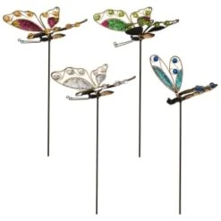 B&M Glitter Stake - Green Butterfly -Outdoor Garden Store 353659 glitter stakes main