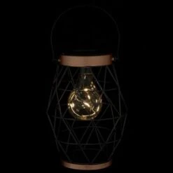 B&M Metal Hexagonal Solar Lantern - Copper -Outdoor Garden Store 353880 24cm metal hexagonal solar lantern copper trim