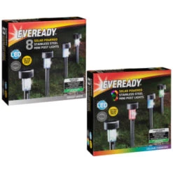 Eveready Solar Powered Post Lights 8pk - Colour Changing -Outdoor Garden Store 366414 366416 8pk eveready soloar powered mini post lights main 1