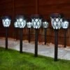 Solar Powered Windsor Black Post Lights - White 8pk -Outdoor Garden Store 366418 8pk windsor post lights white led