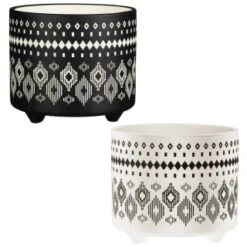 B&M Urban Eden Embossed Footed Planters 3pk - Black 11 B&M Urban Eden Embossed Footed Planters 3pk - Black -Outdoor Garden Store 366531 3pk urban eden plant pot on tripod stand group