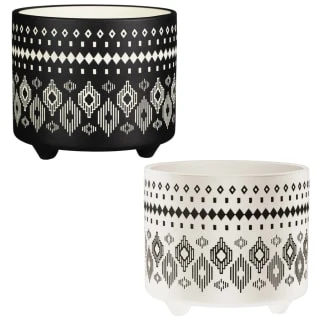 B&M Urban Eden Embossed Footed Planters 3pk - Black 7 B&M Urban Eden Embossed Footed Planters 3pk - Black - Image 5