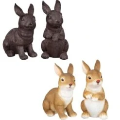 B&M Garden Rabbit Ornaments 2pk - Cast Iron Effect -Outdoor Garden Store 366608 2pk rabbit garden ornaments main