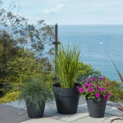 B&M Soho Pot Planter - Charcoal 38cm -Outdoor Garden Store 378389 385058 381595 soho planter charcoal 38cm 28cm 17cm 2 1