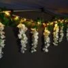 Solar Powered 180cm Artificial Leaf Garland With Wisteria Flowers - Warm White -Outdoor Garden Store 379258 180cm solar powered artificial leaf garland with wisteria flowers 20 warm white micro leds 2