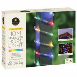Solar Powered 10m Micro LED Rope Light - Multicolour -Outdoor Garden Store 379269 mason and jones 10m micro led rope lights multicolour 4