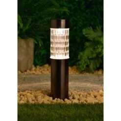 B&M Glass Top Solar Post Light -Outdoor Garden Store 379310 glass top solar post light black nickle 3