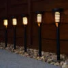 Morocco Solar Powered Post Lights - Flame Effect 5pk -Outdoor Garden Store 379318 morocco 5pk solar powered post lights flame effect