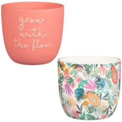 B&M Superbloom Sun Ceramic Plant Pots 3pk - Floral -Outdoor Garden Store 379332 3pk superbloom ceramic plant pots group