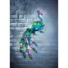 Solar Powered Metal Peacock Wall Art -Outdoor Garden Store 379434 solar powered metal peacock wall art multi colour micro leds