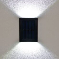 Solar Powered Up/Down Wall Light - White LED 4pk -Outdoor Garden Store 379453 4pk solar powered up down wall light cool white leds 3