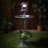 4-in-1 Bird Bath With Planter & Solar Light - Pewter -Outdoor Garden Store 379482 4 in 1 pewter bird bath feeder solar light planter 2