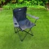 Folding Camping Chair With Cup Holder - Black -Outdoor Garden Store 379743 rolson folding armchair with cup holder black