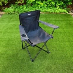 Folding Camping Chair With Cup Holder - Black