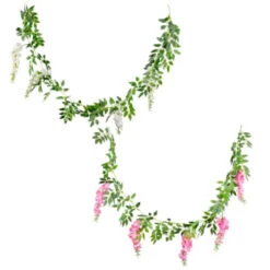 B&M Artificial Wisteria Garland 180cm - Pink -Outdoor Garden Store 379981 wisteria garland 180cm group
