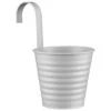 B&M Ribbed Matt Tin Hooked Pot Planter - Grey -Outdoor Garden Store 382182 simply garden ribbed tin decorative pot with handle grey
