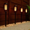 Morocco Solar Powered Flame Effect Post Lights 4pk 2 Morocco Solar Powered Flame Effect Post Lights 4pk -Outdoor Garden Store 392878 4 pack morocco solar powered flame effect post lights 2
