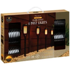 Morocco Solar Powered Flame Effect Post Lights 4pk 9 Morocco Solar Powered Flame Effect Post Lights 4pk -Outdoor Garden Store 392878 4 pack morocco solar powered flame effect post lights 21
