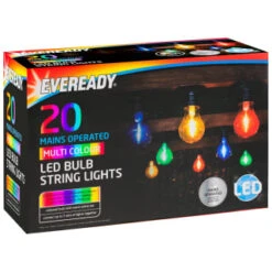 Eveready Mains Powered LED Bulb String Lights 20pk - Multicolour -Outdoor Garden Store 392913 eveready 20 mains operated multi colour bulb string lights 1