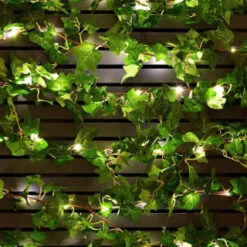 Solar Powered Artificial Ivy Garland 5m -Outdoor Garden Store 392926 5m ivy garland with 60 warm white solar leds 21