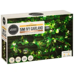 Solar Powered Artificial Ivy Garland 5m -Outdoor Garden Store 392926 5m ivy garland with 60 warm white solar leds 4