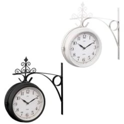 B&M Outdoor Dual Sided Station Clock - Cream -Outdoor Garden Store 392937 outdoor dual sided station clock group