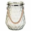 B&M Large Faceted Glass Candle With Rope Handle - Cream -Outdoor Garden Store 392940 superbloom large faceted glass candle with rope handle cream 2