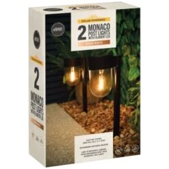 Monaco Solar Powered Post Lights 2pk -Outdoor Garden Store 392976 monaco solar powered post lights 3