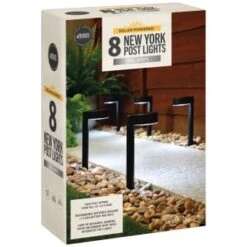 Solar Powered New York Post Lights 8pk -Outdoor Garden Store 392977 solar powered new york post lights 8pk 3