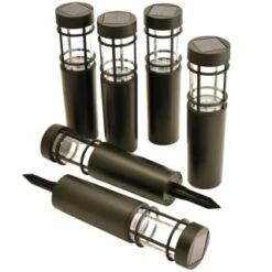Cambridge Solar Powered Tube Post Lights 6pk -Outdoor Garden Store 392998 6pk cambridge solar powered tube post lights 2
