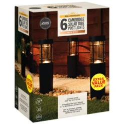 Cambridge Solar Powered Tube Post Lights 6pk -Outdoor Garden Store 392998 cambridge solar powered tube post lights 6pk 3