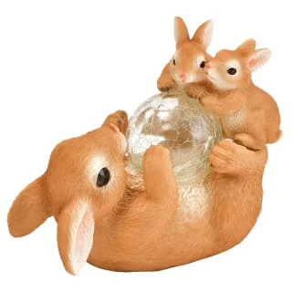 B&M Resin Rabbit Family With Solar Light 3 B&M Resin Rabbit Family With Solar Light