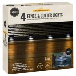 Solar Powered Fence & Gutter Lights - Black 4pk -Outdoor Garden Store 393085 4pk solar powered fence and gutter lights black 3