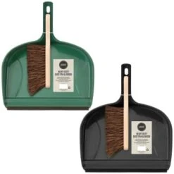 Heavy Duty Dustpan & Bassine Brush Set - Black -Outdoor Garden Store 393245 heavy duty dustpan and bassine brush set group