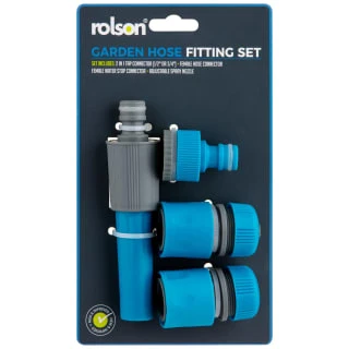 Rolson Garden Hose Fitting Set 3 Rolson Garden Hose Fitting Set