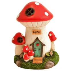 B&M Assorted Mushroom House Ornament With Glowing Solar Light -Outdoor Garden Store 393429 mushroom house ornament with glowing solar light
