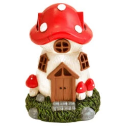 B&M Assorted Mushroom House Ornament With Glowing Solar Light -Outdoor Garden Store 393429 mushroom house ornament with glowing solar light 3