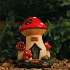 B&M Assorted Mushroom House Ornament With Glowing Solar Light -Outdoor Garden Store 393429 mushroom house ornament with glowing solar light 4